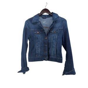Mavi Samantha Womens Medium Dark Wash Blue Stretch Denim Trucker Jacket Stretchy